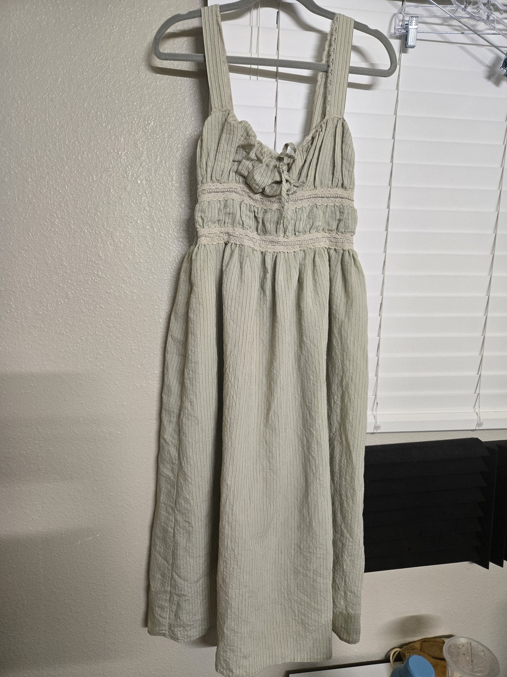 Lush Sage Green Sleeveless Midi with Lace Detail